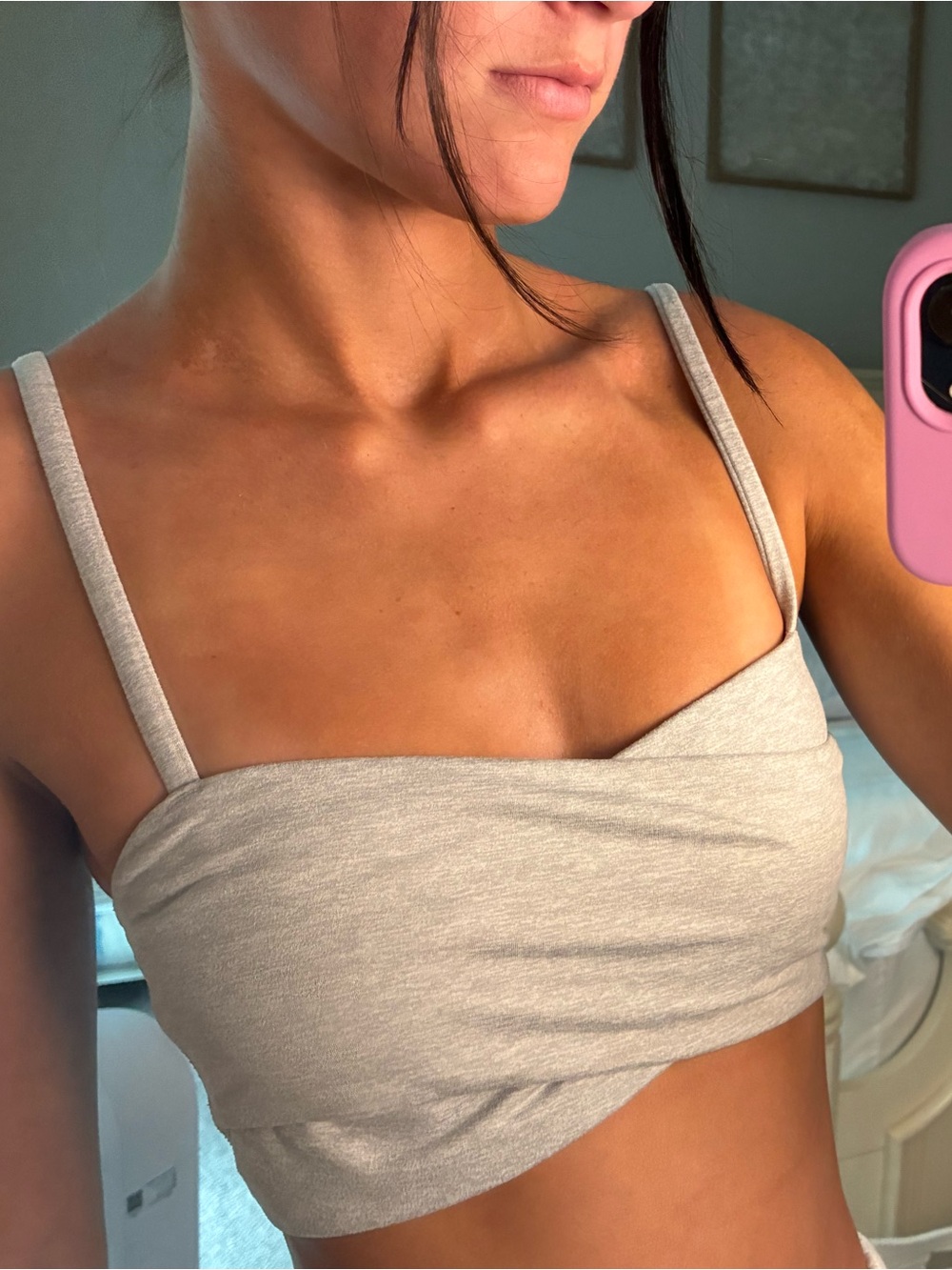 lululemon athletica Light Gray Strappy Sports Bra